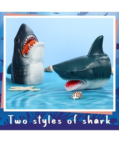 Hand Puppet Toys 2 Pack Realistic Animal Shark Hand Puppets Soft Rubber Hand Puppet Shark Head Puppet Role Play Toy for Swimm...