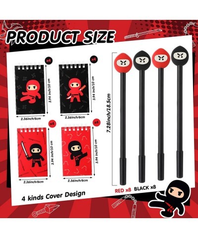 32 Pcs Ninja Party Favors Set Include 16 Ninja Mini Notebooks Ninja Darts Spiral Pocket Notepad 16 Ninja Black Ink Writing Pe...