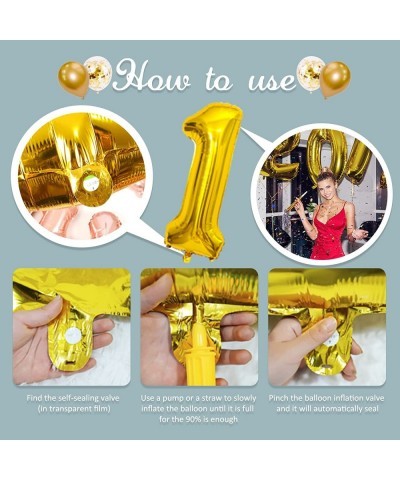 Number 1 Balloons 40 Inch Gold Number 1 Balloon with Latex Confetti Balloons Large Number Balloon for Birthday Baby Shower We...