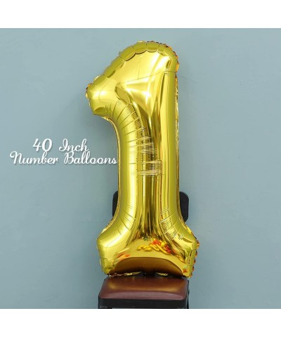 Number 1 Balloons 40 Inch Gold Number 1 Balloon with Latex Confetti Balloons Large Number Balloon for Birthday Baby Shower We...