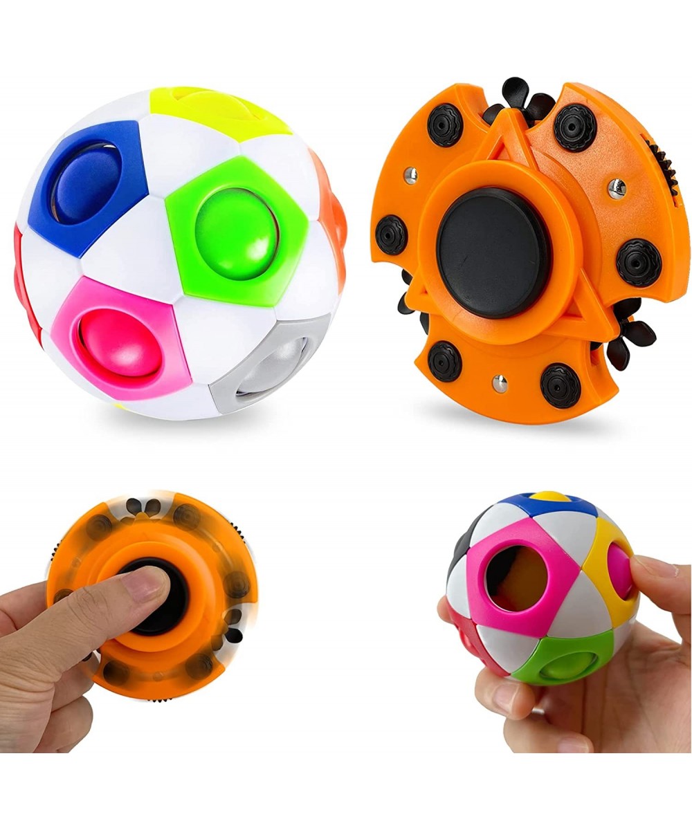 Magic Rainbow Puzzle Ball Fidget Spinner 2 Packs Fidget Toy Anxiety Stress Relief Cube Ball and Hand Spinner for Kids Teens &...