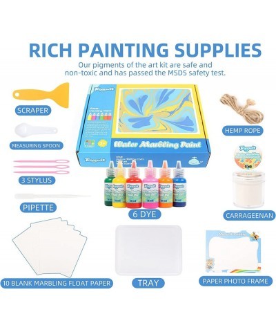 Water Marbling Paint Art Kit for Kids-6 Colors Non-Toxic Marble Kit as Perfect Toys & Christmas Gifts Marble Painting Set - A...