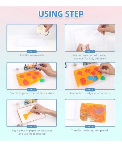 Water Marbling Paint Art Kit for Kids-6 Colors Non-Toxic Marble Kit as Perfect Toys & Christmas Gifts Marble Painting Set - A...