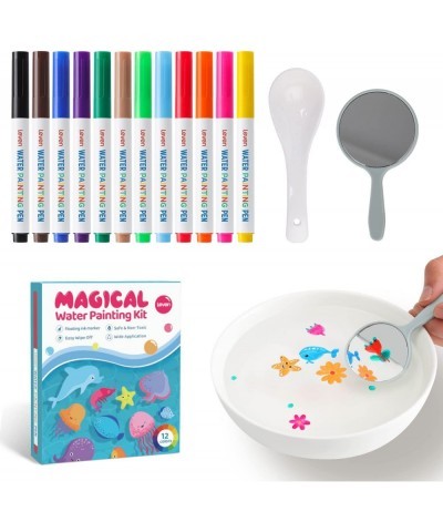 Magical Water Painting Drawing Set for Kids Floating Ink Pens 12 Colors Dry Erase Whiteboard Marker Includes Ceramic Spoon an...