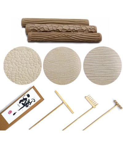 Zen Garden Accessories Mini Zen Garden Rakes and Sand Stamps Kit Desktop Mini Zen Garden Tools Gift Set with Rakes and Patter...