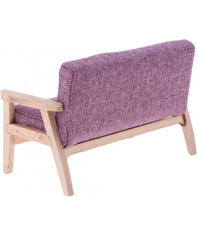 1/12 Scale Miniature Wooden Sofa Model Dollhouse Accessory Purple $30.50 Dollhouse Accessories