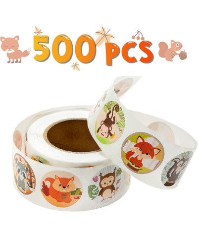 500 Pcs Woodland Animal Roll Stickers for Kids Party Favor Baby Shower Perforated Wild Jungle Safari Round Sticker Labels Dec...