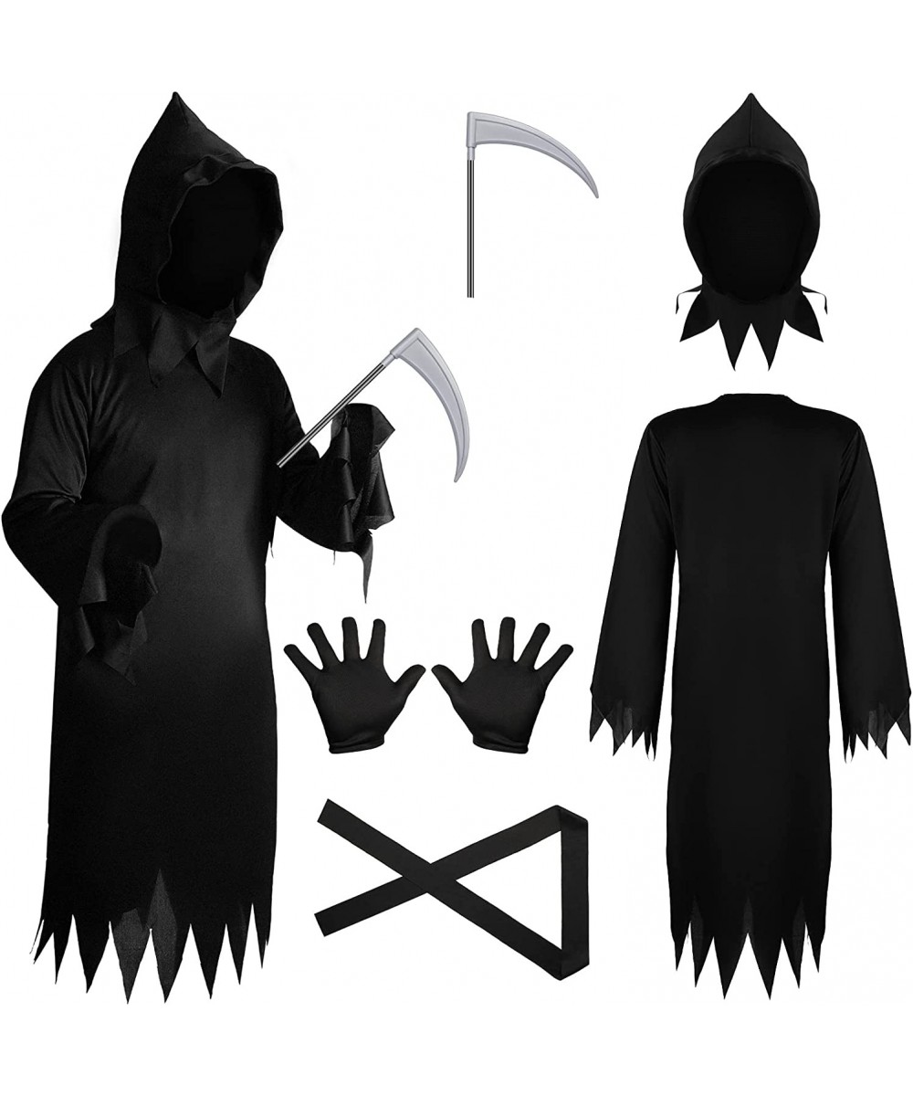 SATINIOR 4 Pieces Halloween?Grim Reaper Costume?Accessories Grim Reaper Scythe Death Scythe Staff ?Cosplay Black Robe Cloak U...