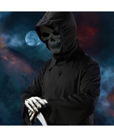 SATINIOR 4 Pieces Halloween?Grim Reaper Costume?Accessories Grim Reaper Scythe Death Scythe Staff ?Cosplay Black Robe Cloak U...