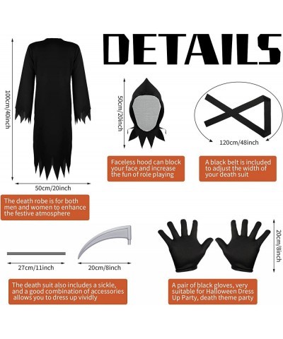 SATINIOR 4 Pieces Halloween?Grim Reaper Costume?Accessories Grim Reaper Scythe Death Scythe Staff ?Cosplay Black Robe Cloak U...