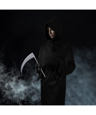 SATINIOR 4 Pieces Halloween?Grim Reaper Costume?Accessories Grim Reaper Scythe Death Scythe Staff ?Cosplay Black Robe Cloak U...