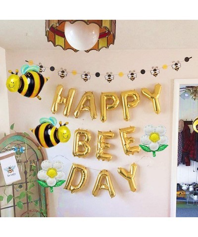 Happy Bee Day Balloons Happy Bee Day Banner Bumble Bee Baby Shower Decoration Bumble Bee Balloons for Baby Shower 1st Birthda...