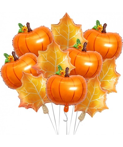 10Pcs Thanksgiving Balloons Decorations Orange Maple Leaf Foil Balloons Pumpkin Mylar Balloons for Fall Autumn Harvest Thanks...