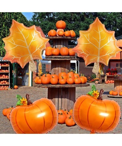 10Pcs Thanksgiving Balloons Decorations Orange Maple Leaf Foil Balloons Pumpkin Mylar Balloons for Fall Autumn Harvest Thanks...