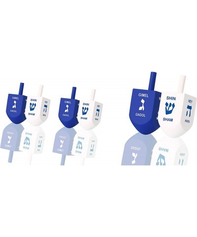 Hanukkah X-Large 3" Blue/White Wood Dreidels with English Translation & Transliteration (10 Pack) $25.23 Novelty Spinning Tops