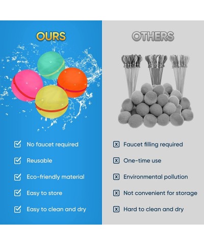 Reusable Water Balloons for Kids & Adults Refillable Water Balloons Self Sealing Quick Fill Magnetic Water Balloons Water Bom...