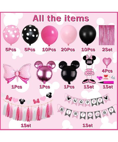 Cartoon Mouse Birthday Party Decoration for Girl - Pink Mouse Party Supplies Balloons Garland Arch Kit Set Perfect for Cartoo...