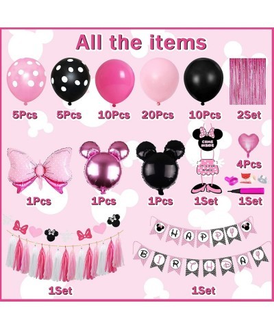 Cartoon Mouse Birthday Party Decoration for Girl - Pink Mouse Party Supplies Balloons Garland Arch Kit Set Perfect for Cartoo...