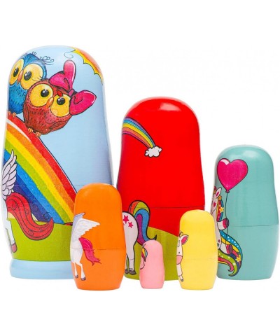 6pcs Handmade Wooden Cute Unicorns Russian Nesting Dolls Matryoshka Wooden Toys $30.04 Nesting Dolls