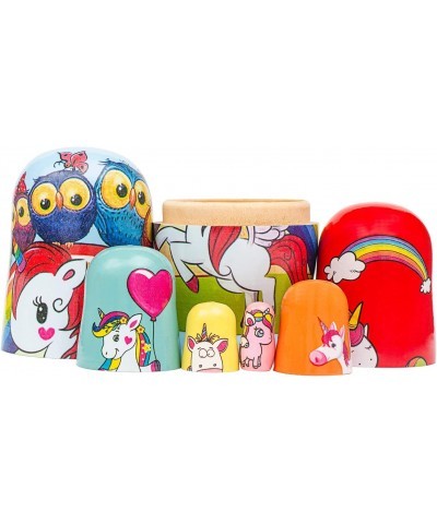 6pcs Handmade Wooden Cute Unicorns Russian Nesting Dolls Matryoshka Wooden Toys $30.04 Nesting Dolls