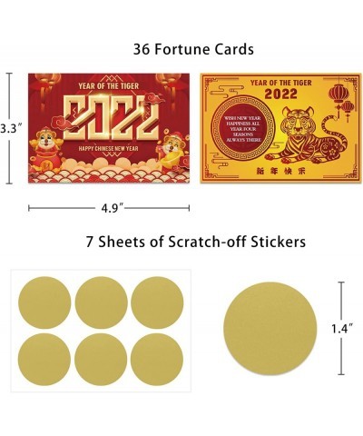 36Pcs Chinese New Year Scratch Off Fortune Cards 2022 Year of the Tiger Fortune Cards Game Chinese New Year Eve Party Favor f...