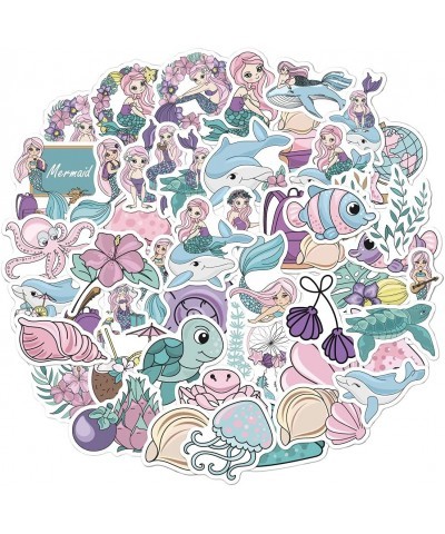 Cartoon Mermaid Stickers 50Pcs Cute Sea Mermaid Stickers for Boys Girls Teens Kids Perfect for Water Bottles Laptop Phone Car...