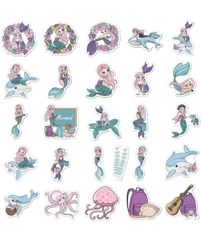 Cartoon Mermaid Stickers 50Pcs Cute Sea Mermaid Stickers for Boys Girls Teens Kids Perfect for Water Bottles Laptop Phone Car...