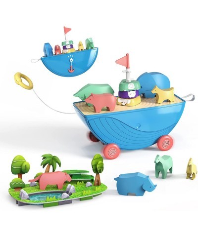 Noah’s Ark Toy Balancing-Pull-Shape Sorter-Bath-3D Puzzle 5 IN 1 Baptism Gifts for Boys and Girls Bible Toys for Religious Fa...