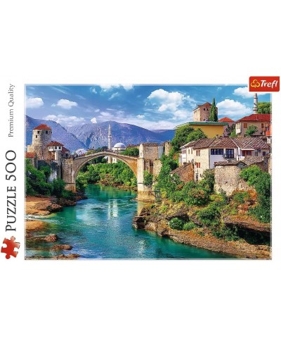 Red 500 Piece Puzzle - Old Bridge in Mostar Bosnia and Herzegovina $28.86 Jigsaw Puzzles