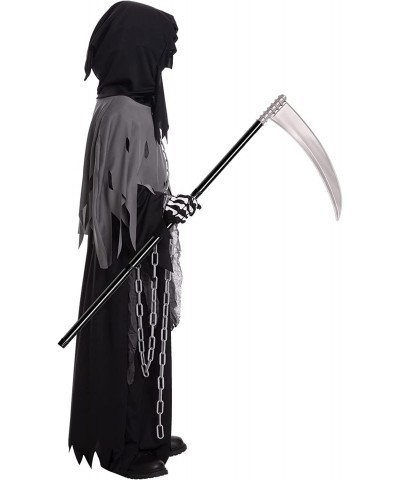 Grim Reaper Costume for Kids Phantom Halloween Costume with Red Glowing Eyes Skull Gloves Scythe included(Gray-Black) $44.88 ...