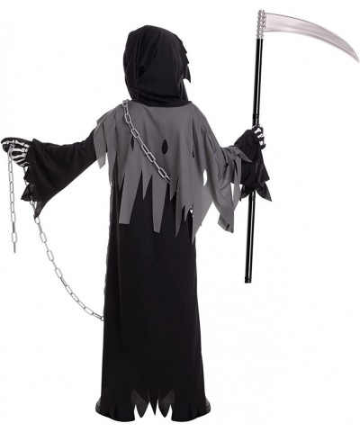 Grim Reaper Costume for Kids Phantom Halloween Costume with Red Glowing Eyes Skull Gloves Scythe included(Gray-Black) $44.88 ...