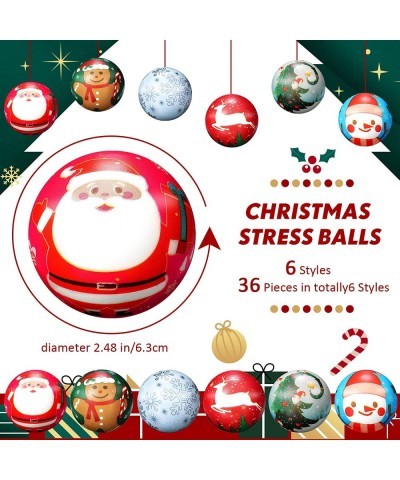 36 Pcs Christmas Stress Balls 2.5 Inch Foam PU Stress Balls Santa Clause Stress Relief Toys for Girls Boys Christmas Party Fa...