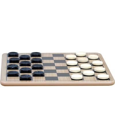 Reversible Wooden Board for Chess Checkers & Tic-Tac-Toe - 24 Interlocking Wooden Checkers and 32 Standard Chess Pieces - for...