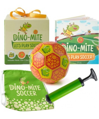 Tickle & Main Dino-Mite - Let’s Play Soccer Gift Set - Includes Book Size 3 Ball and Drawstring Backpack for Toddler Boys and...