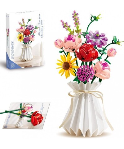 Flower Bouquet Building Sets 11 Artificial Flowers with Vase 530 PCS Botanical Collection Building Block Toys for DIY Decorat...