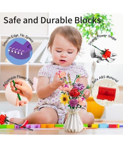 Flower Bouquet Building Sets 11 Artificial Flowers with Vase 530 PCS Botanical Collection Building Block Toys for DIY Decorat...