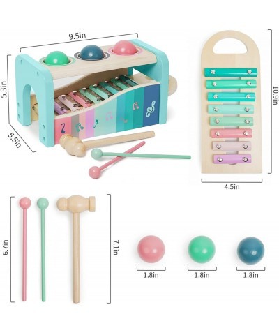 Musical Pounding Toy for Educational Play Wooden Montessori Baby Musical Toys with Hammer and Slide Out Xylophone for Toddler...