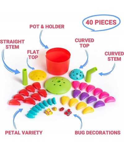 FlowerPop Flower Building Toy Set 40 Pc - Girl Toys Ages 3 4 5 6 | Flower Garden STEM Toys | Unique Gifts for Girls - Creativ...