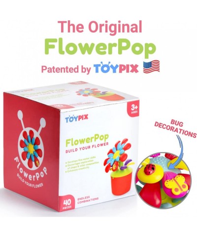 FlowerPop Flower Building Toy Set 40 Pc - Girl Toys Ages 3 4 5 6 | Flower Garden STEM Toys | Unique Gifts for Girls - Creativ...