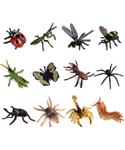 12 PCS Small Realistic Insects Figures Toys Plastic Wildlife Animal Fake Bug Toys Halloween Party Favor School Project Bug Fi...