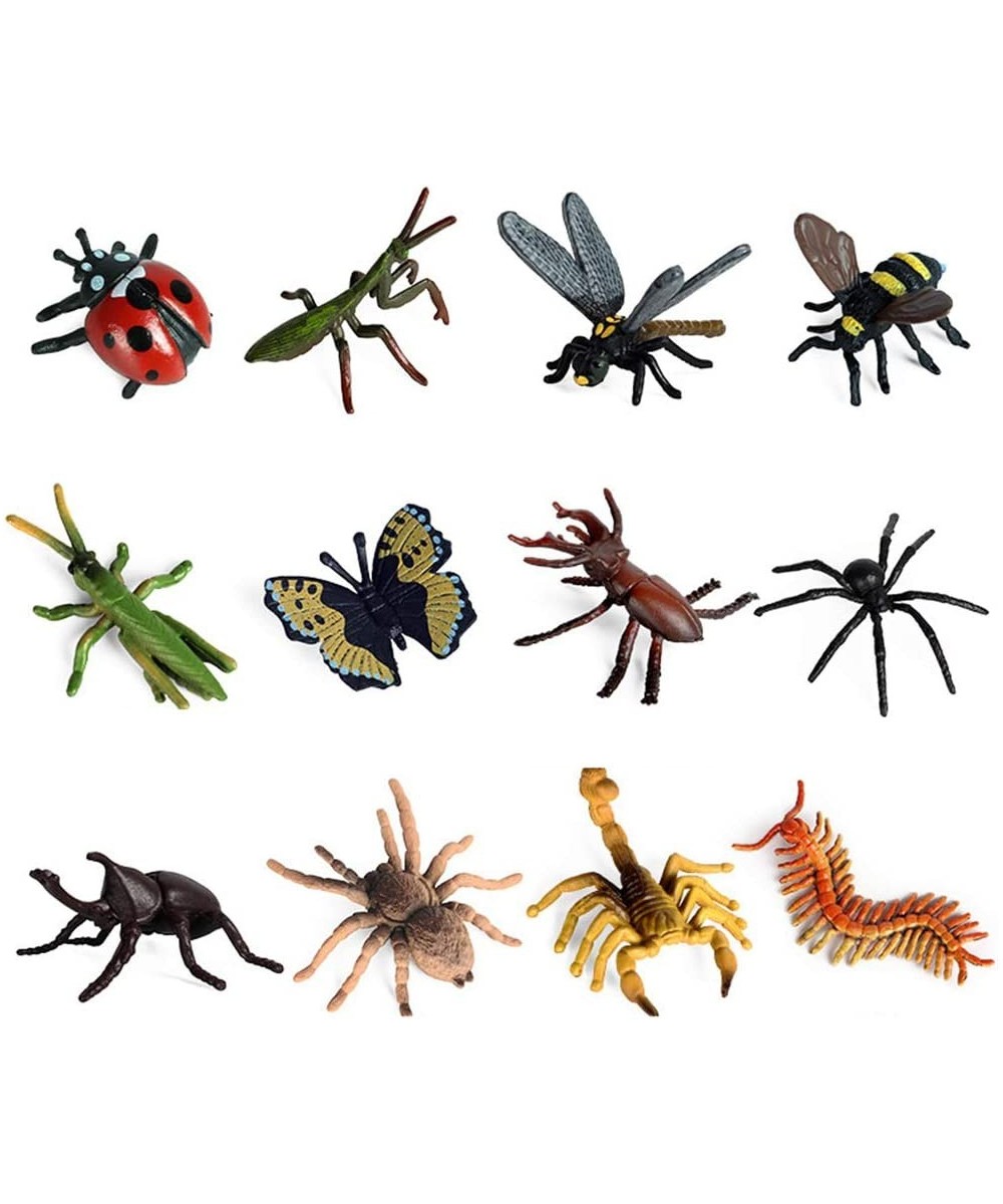 12 PCS Small Realistic Insects Figures Toys Plastic Wildlife Animal Fake Bug Toys Halloween Party Favor School Project Bug Fi...