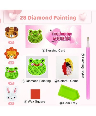 Diamond Kit Arts and Crafts for Kids Painting Stickers Kits with 4 Different Animal Gem Stickers 28 Packs Valentines Day Craf...