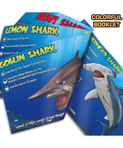 8 Pack Shark Toys with Educational Booklet Soft Plastic Realistic Shark Figure Set for Kid Ocean Sea Animal Party Favor Pool ...