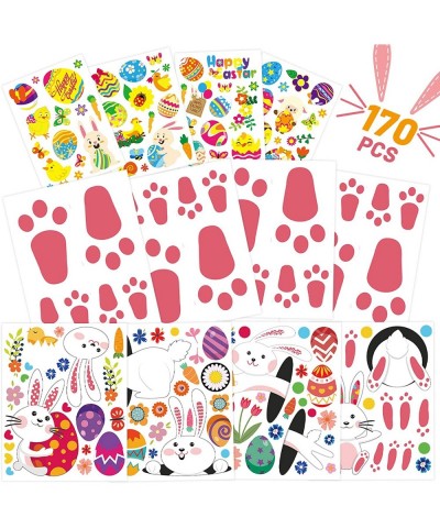 Easter Stickers Bunny Crafts Decorating for Kids - 170 Easter Colorful Stickers with Cute Bunny Footprints Colored Eggs Chick...