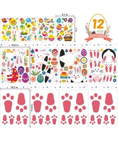 Easter Stickers Bunny Crafts Decorating for Kids - 170 Easter Colorful Stickers with Cute Bunny Footprints Colored Eggs Chick...