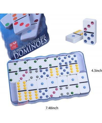 Wavy Reusable Collectors Tin Box with Double 6 Colored Dot Dominoes Set for All Ages(Blue) $34.25 Domino & Tile Games