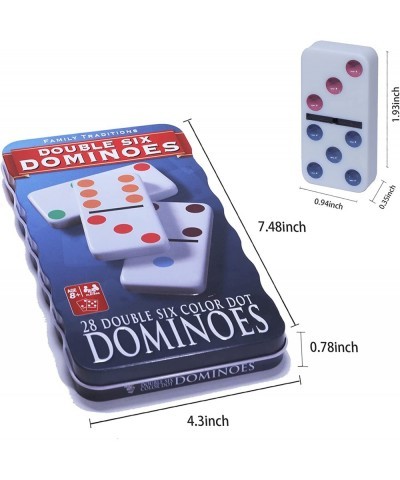 Wavy Reusable Collectors Tin Box with Double 6 Colored Dot Dominoes Set for All Ages(Blue) $34.25 Domino & Tile Games