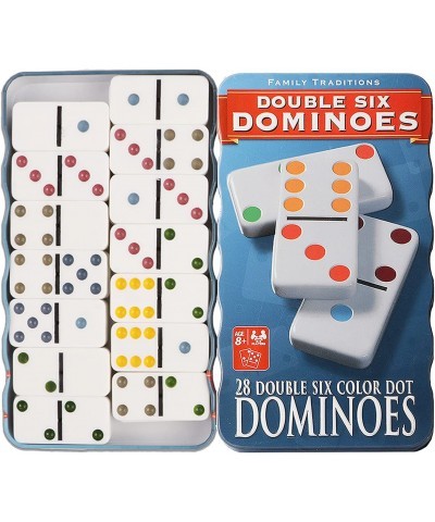 Wavy Reusable Collectors Tin Box with Double 6 Colored Dot Dominoes Set for All Ages(Blue) $34.25 Domino & Tile Games