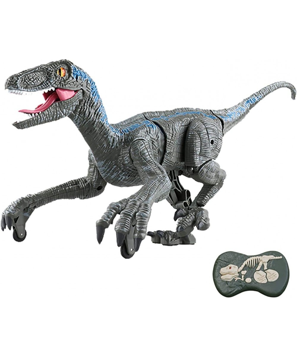 Remote Control Dinosaur Toys 2.4Ghz Walking Robot Dinosaur w/ Roaring Sounds Simulation Blue Velociraptor RC Electronic Dinos...