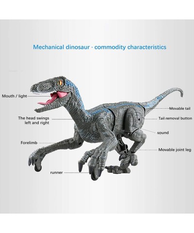 Remote Control Dinosaur Toys 2.4Ghz Walking Robot Dinosaur w/ Roaring Sounds Simulation Blue Velociraptor RC Electronic Dinos...